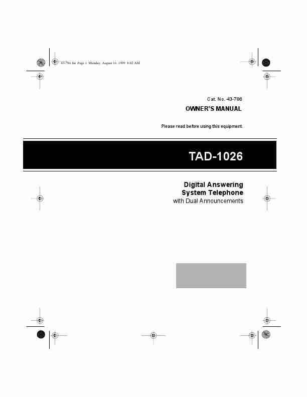 Radio Shack Answering Machine TAD-1026-page_pdf